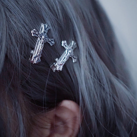 Punk Cross Metal Hair Clip